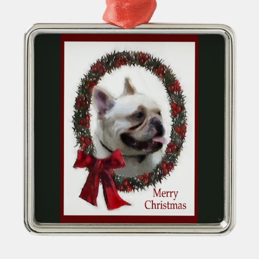 French Bulldog Christmas Ornament メタルオーナメント (正面)