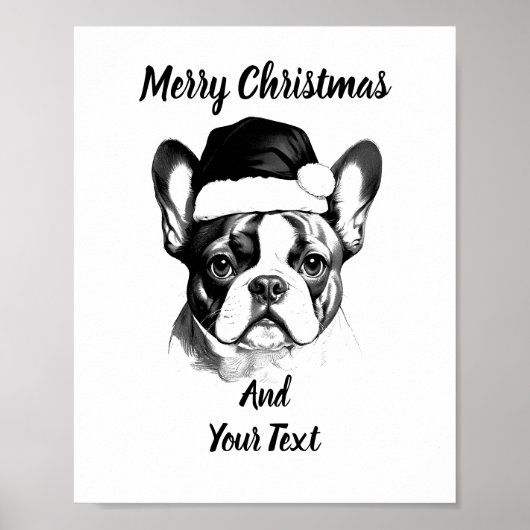 French Bulldog Christmas Poster Instant Download ポスター (正面)