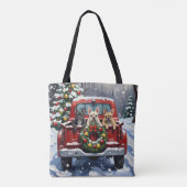 French Bulldog Christmas Red Truck Holiday トートバッグ (裏面)