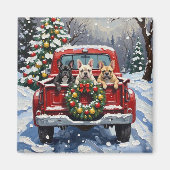 French Bulldog Christmas Red Truck Holiday マグネット (正面)