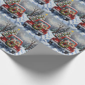 French Bulldog Christmas Red Truck Holiday ラッピングペーパー (角)