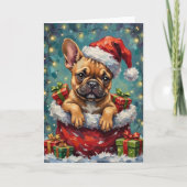 French Bulldog Christmas Santa Bag Adventure カード (正面)