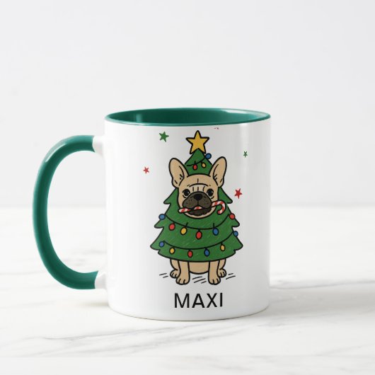 French Bulldog Christmas Tree Custom Name マグカップ (左)