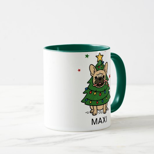 French Bulldog Christmas Tree Custom Name マグカップ (正面右)