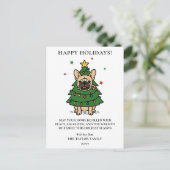 French Bulldog Christmas Tree Dog Frenchie シーズンポストカード (スタンド正面)