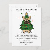 French Bulldog Christmas Tree Dog Frenchie シーズンポストカード (正面/裏面)