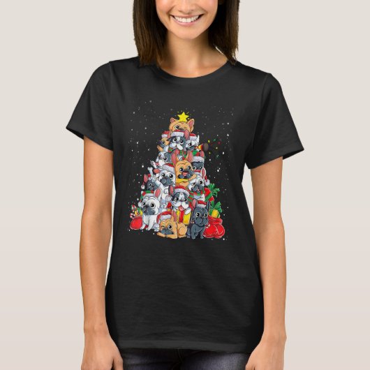French Bulldog Christmas Tree Dog Santa Christmas  Tシャツ (正面)