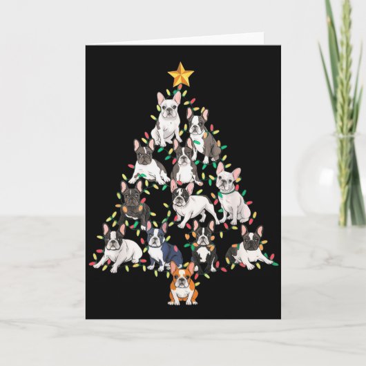 French Bulldog Christmas Tree Frenchie Dog Xmas Pa カード (正面)