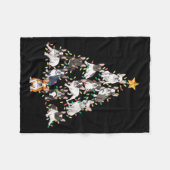 French Bulldog Christmas Tree Frenchie Dog Xmas Pa フリースブランケット (正面(横))