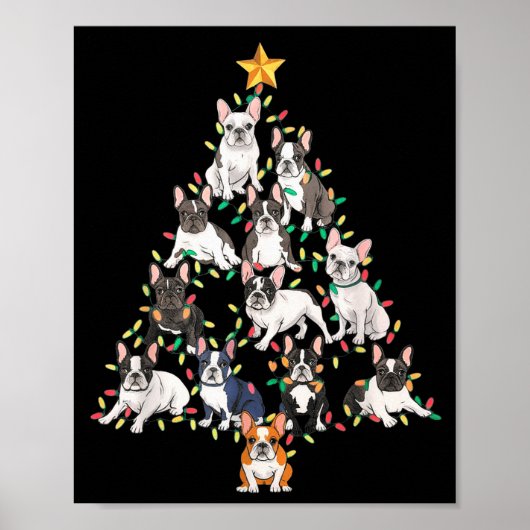 French Bulldog Christmas Tree Frenchie Dog Xmas Pa ポスター (正面)
