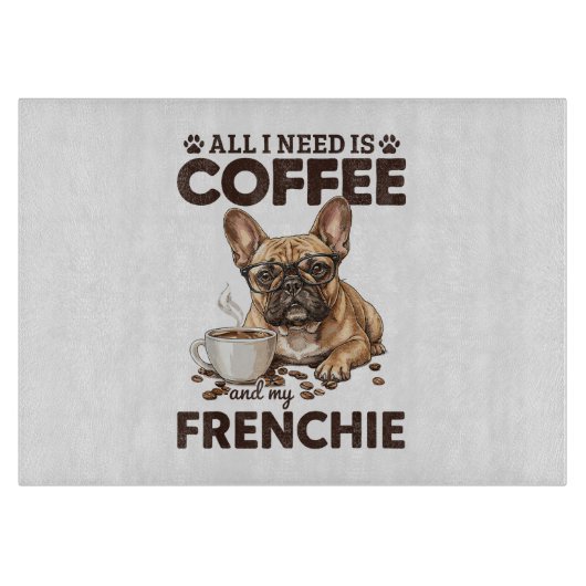 French Bulldog Coffee Frenchie Dog カッティングボード (正面)