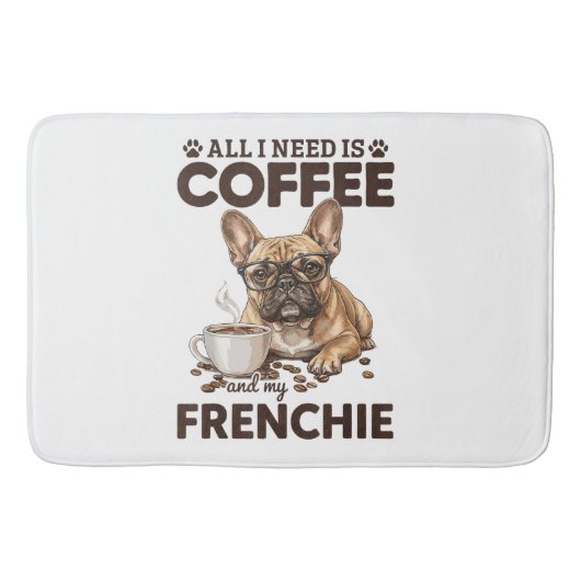 French Bulldog Coffee Frenchie Dog バスマット (正面)