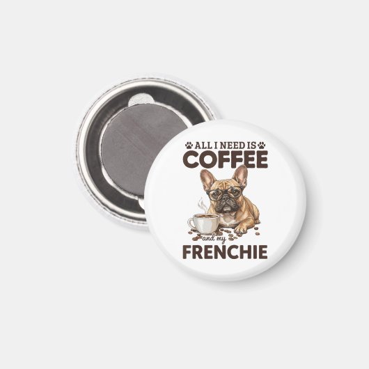 French Bulldog Coffee Frenchie Dog マグネット (正面/裏面)