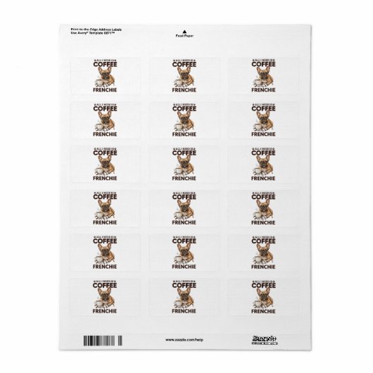 French Bulldog Coffee Frenchie Dog ラベル (フルシート)