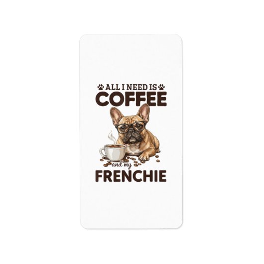 French Bulldog Coffee Frenchie Dog ラベル (正面)