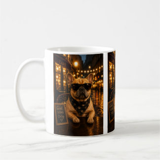 French Bulldog Coffee Lover – Cute Dog with Sungla コーヒーマグカップ