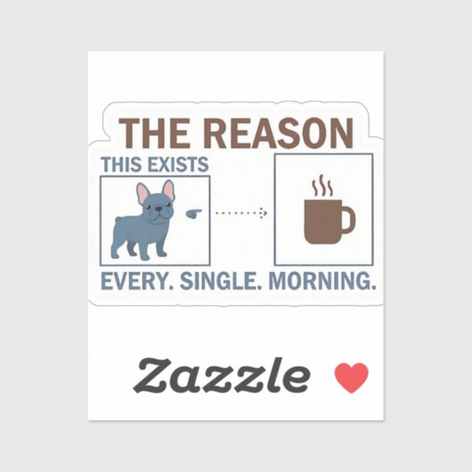 French Bulldog Coffee Reason Infographic Funny Dog シール (シート)