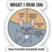 French Bulldog Coffee Snuggles Funny Infographic D シール (正面)