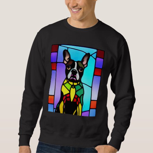 French Bulldog - Colorful Stained Glass Pop Art_4 スウェットシャツ (正面)
