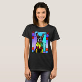 French Bulldog - Colorful Stained Glass Pop Art_4 Tシャツ (正面フル)