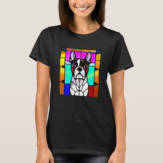 French Bulldog - Colorful Stained Glass Pop Art Pr Tシャツ (正面)