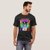 French Bulldog - Colorful Stained Glass Pop Art Pr Tシャツ (正面フル)