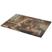 French Bulldog Cooking in Kitchen カッティングボード (角)