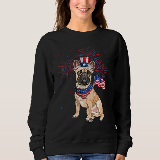 French Bulldog Costume American Flag 4th Of July F スウェットシャツ (正面)