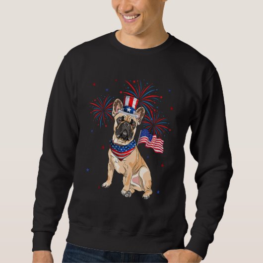 French Bulldog Costume American Flag 4th Of July F スウェットシャツ (正面)