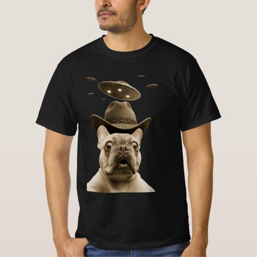 French Bulldog Cowboy UFO  Tシャツ (正面)