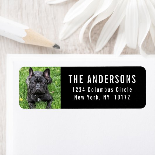 French Bulldog Custom Black Return Address ラベル (インサイチュ)