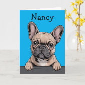 French Bulldog Cute Custom Frenchie Greeting カード (黄色い花)
