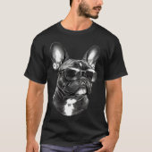French Bulldog Cute Frenchie Wearing Sunglasses Tシャツ (正面)