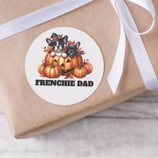 French Bulldog Dad Halloween Pumpkins ラウンドシール