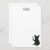 French Bulldog Dirty Martini Monogram Stationery 招待状 (正面/裏面)