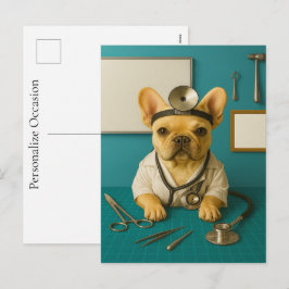French Bulldog Doctor Puppy Get Well Wishes Gift シーズンポストカード