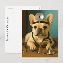 French Bulldog Doctor Puppy Gift Get Well Wishes シーズンポストカード