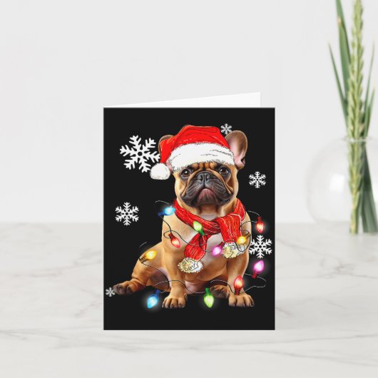 French Bulldog Dog Christmas Light Pajama Pet Xmas カード (正面)