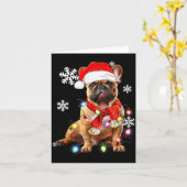 French Bulldog Dog Christmas Light Pajama Pet Xmas カード (黄色い花)