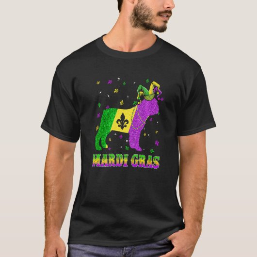 French Bulldog Dog Mardi Gras Carnival Jester Bead Tシャツ (正面)