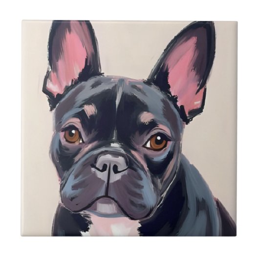 French Bulldog Dog Painting タイル (正面)