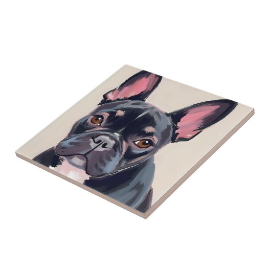 French Bulldog Dog Painting タイル (側面)