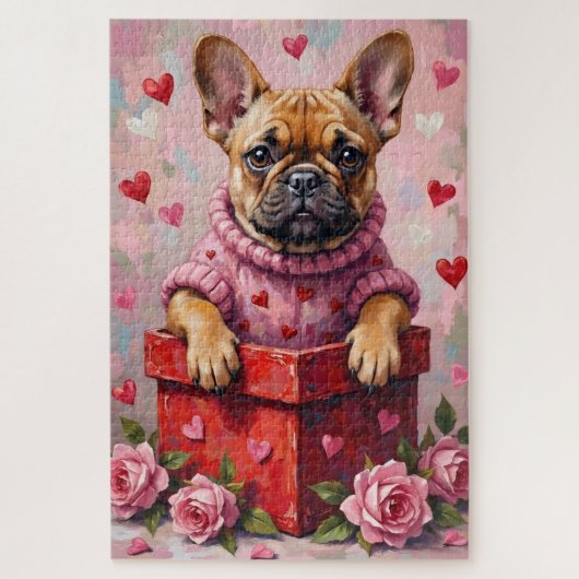 French Bulldog Dog Valentine's Day Candy Box ジグソーパズル (縦)