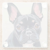 French Bulldog Dog Watercolor Pet Painting ガラスコースター (裏面)