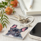 French Bulldog Dog Watercolor Pet Painting キーホルダー (正面右)