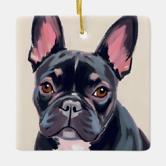 French Bulldog Dog Watercolor Pet Painting セラミックオーナメント (正面)