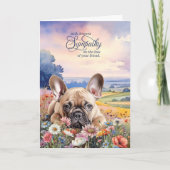 French Bulldog Dog with Wildflowers Pet Sympathy カード (正面)
