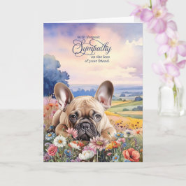 French Bulldog Dog with Wildflowers Pet Sympathy カード