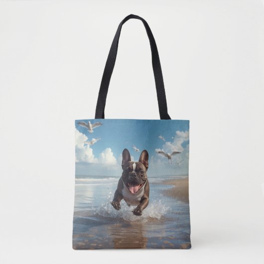 French Bulldog Elegant Shoulder Tote Bag トートバッグ (正面)