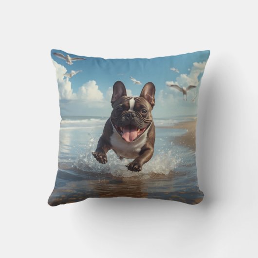 French Bulldog Elegant Throw Pillow クッション (裏面)